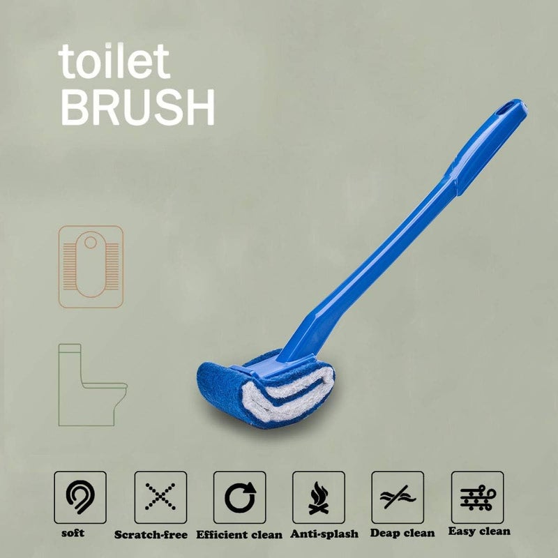 JWCE Toilet Brush Bowl Brush - Scratch-Free Curved Good Grip Easy to Use Deep Cleaning No Scratching, Anti-Splashing Easy to Store (2pc Blue) - Image 2